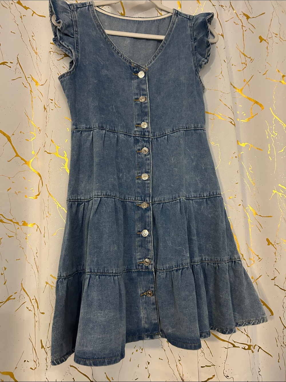 SHEIN Denim Button-Front Dress - Blue Size S